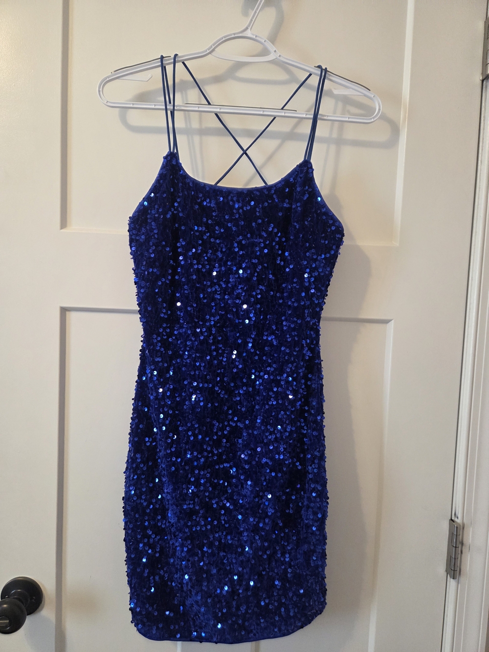 Royal Blue Sequin Spaghetti Strap Dress